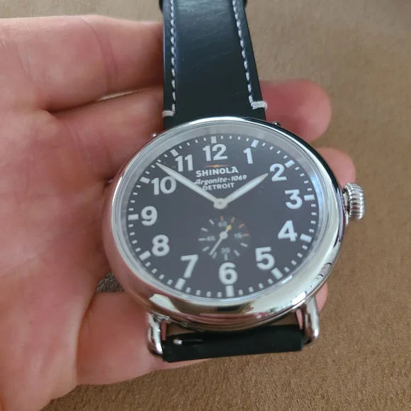 Shinola Runwell 47mm Black Leather Strap Watch S0110000012 - Picture 4 of 6